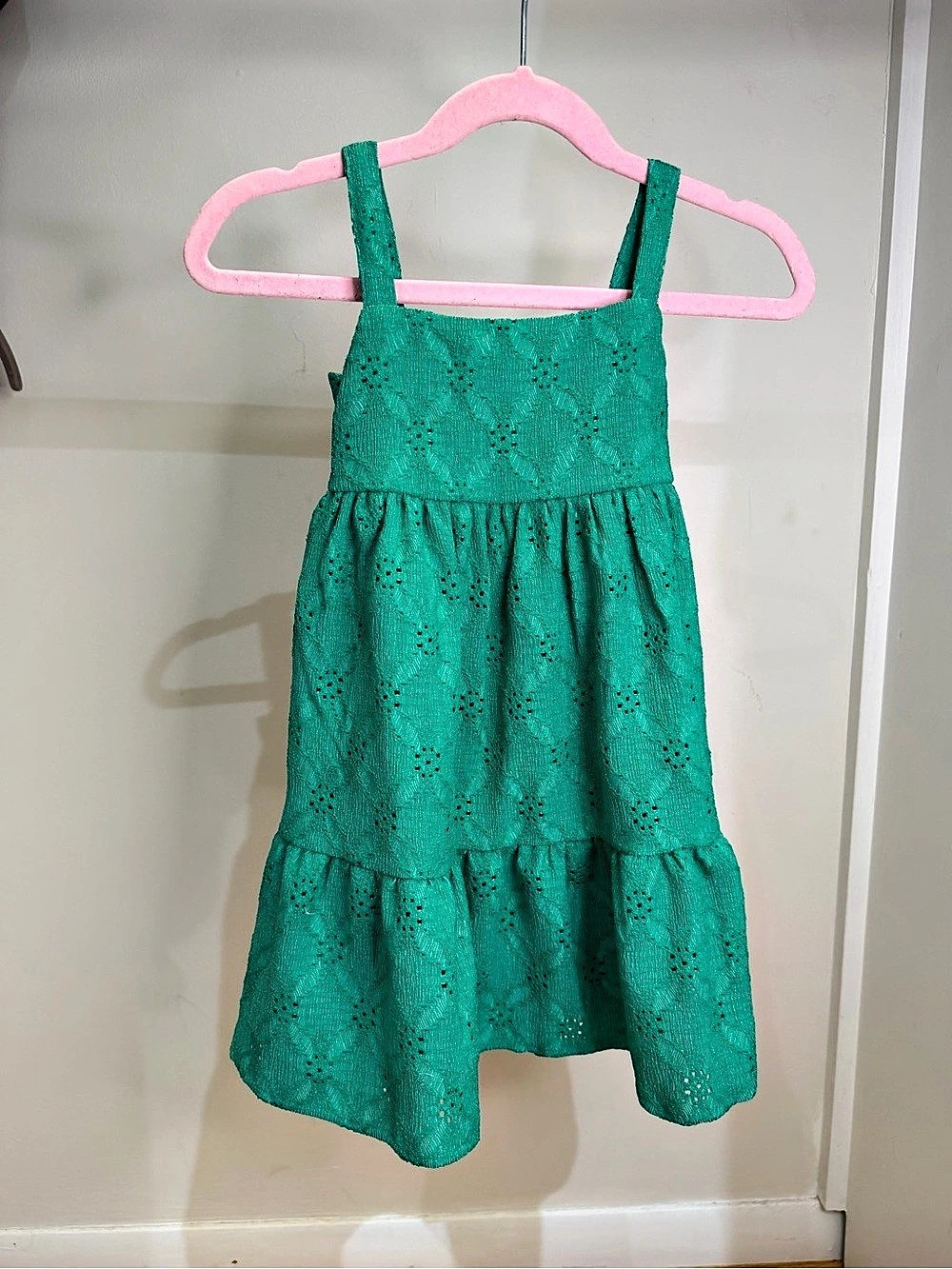 Zara Girls Green Eyelet Bow Dress Size 6 NWT